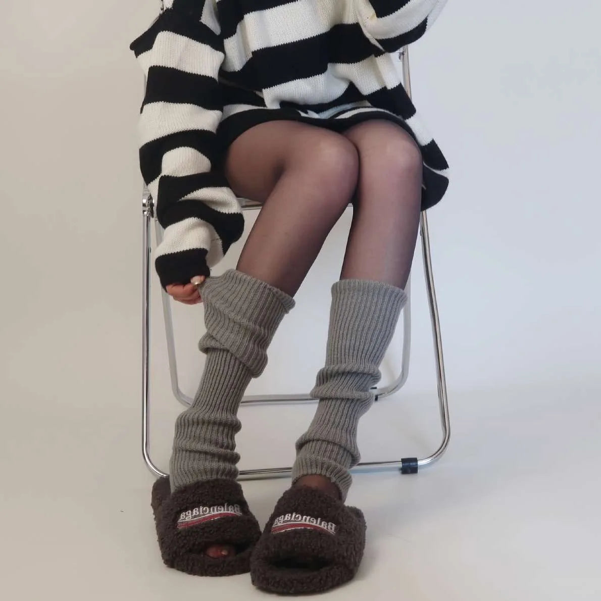 Harajuku Slouch Socks – Y2K Korean Loose Knit Leg Warmers Knit Slouch Socks Babs 2pcs 1 One Size