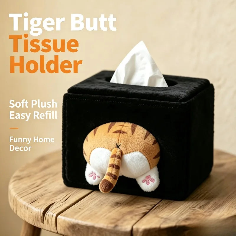 Cute Animal Butt Plush Tissue Box – Funny Napkin Holder Plush Tissue Holder Babs