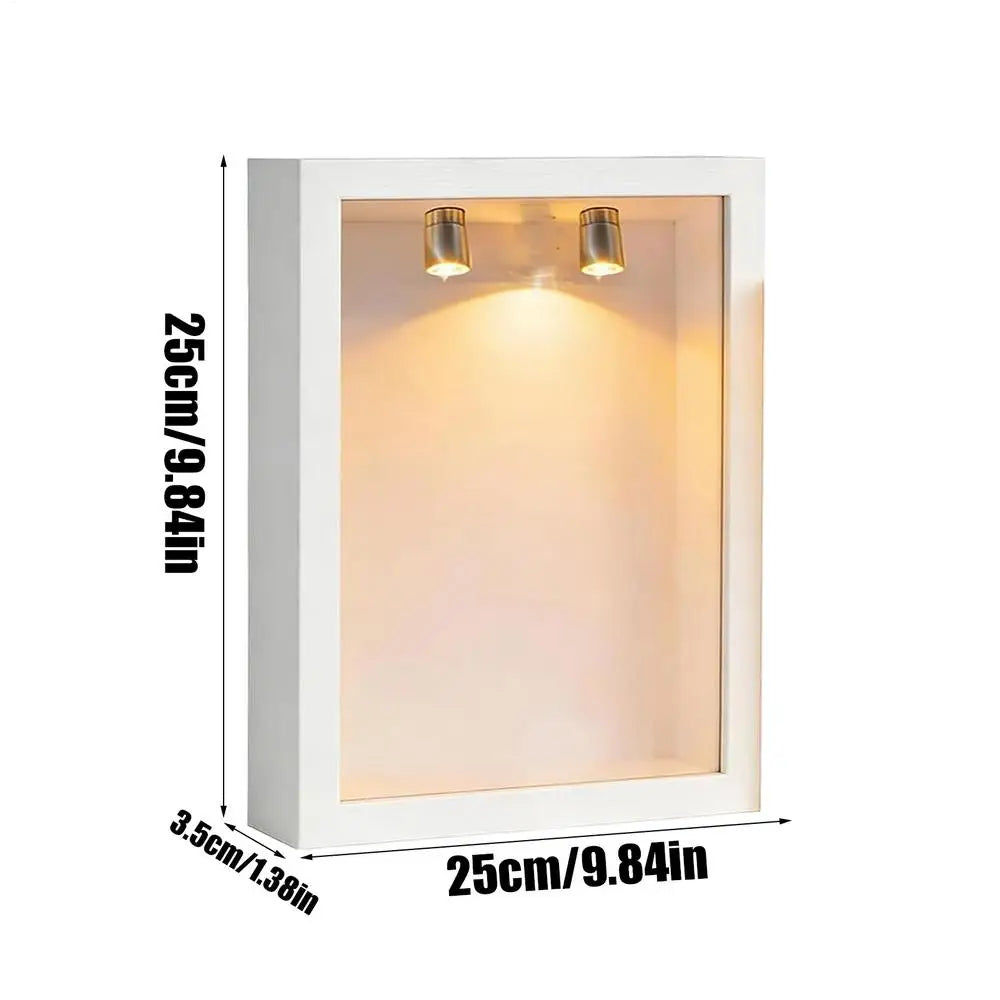 Wooden Mini Museum Display Shelf – DIY Illuminated Shadow Box Shadow Box Shelf Babs White