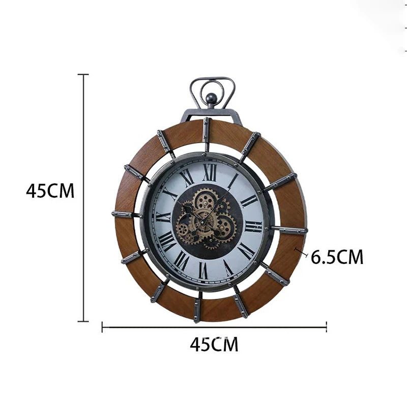 Oeny Large Vintage Wall Clock – Silent Wooden 45cm Décor Decorative Wall Clock Babs Wall clock