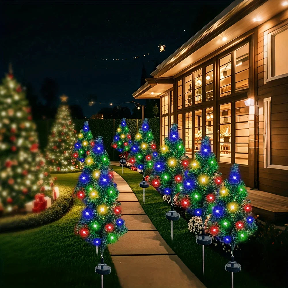 Solar Christmas Tree Stake Lights – Waterproof Outdoor Yard Decor Solar Garden Stake Light Babs