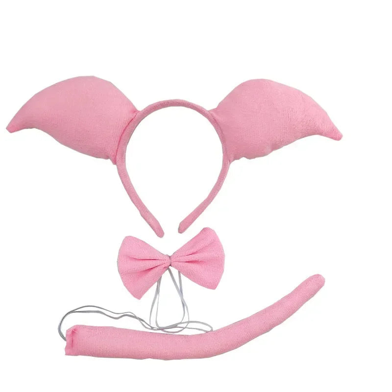 Animal Ear Headband Bow Tie Costume Set – Party & Cosplay