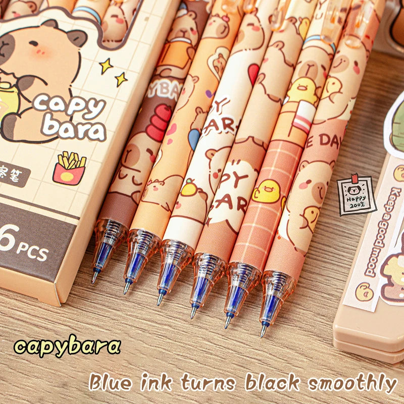 12pcs Capybara Erasable Gel Pens | Blue Ink, Cute Cartoon Style Erasable Gel Pens Babs
