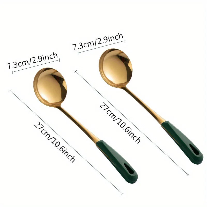 Stainless Steel Long Handle Soup Spoon & Slotted Ladle Soup Ladle Babs