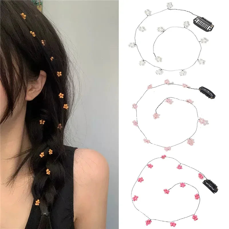 Flower Braid Hair Chain Clip with Tassel Rope – Fairy Style Floral Hair Clip Babs