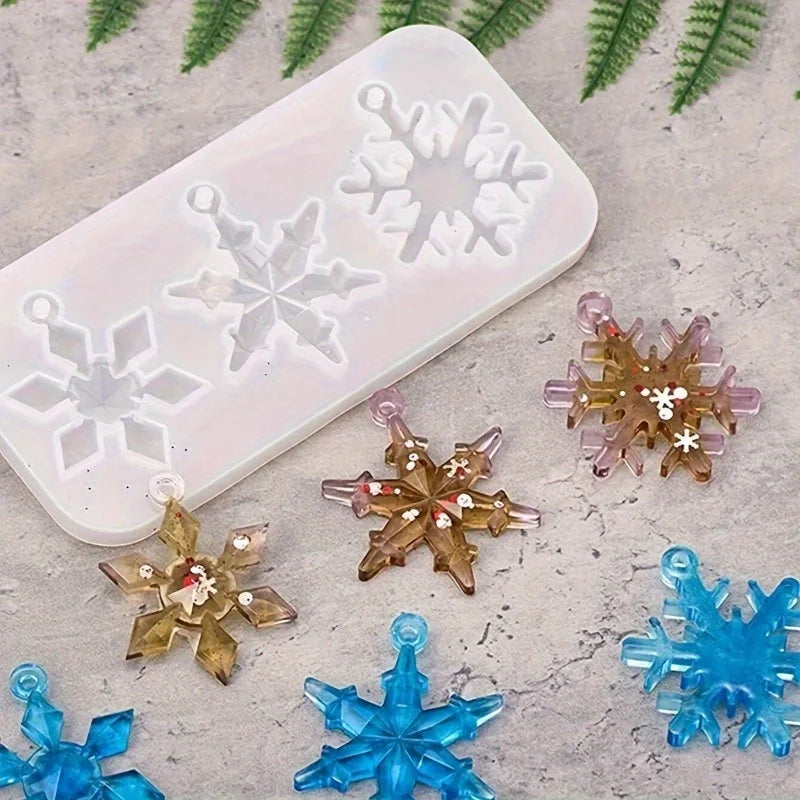 2pcs 3D Snowflake Silicone Mold – Epoxy Resin DIY Jewelry Resin Casting Mold Babs