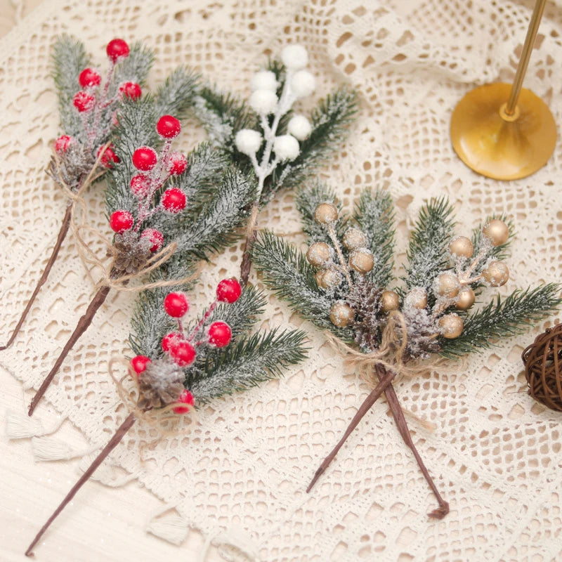 Christmas Berry Pinecone Pine Needle Artificial Sprigs 1/5pcs Christmas Artificial Sprig Babs