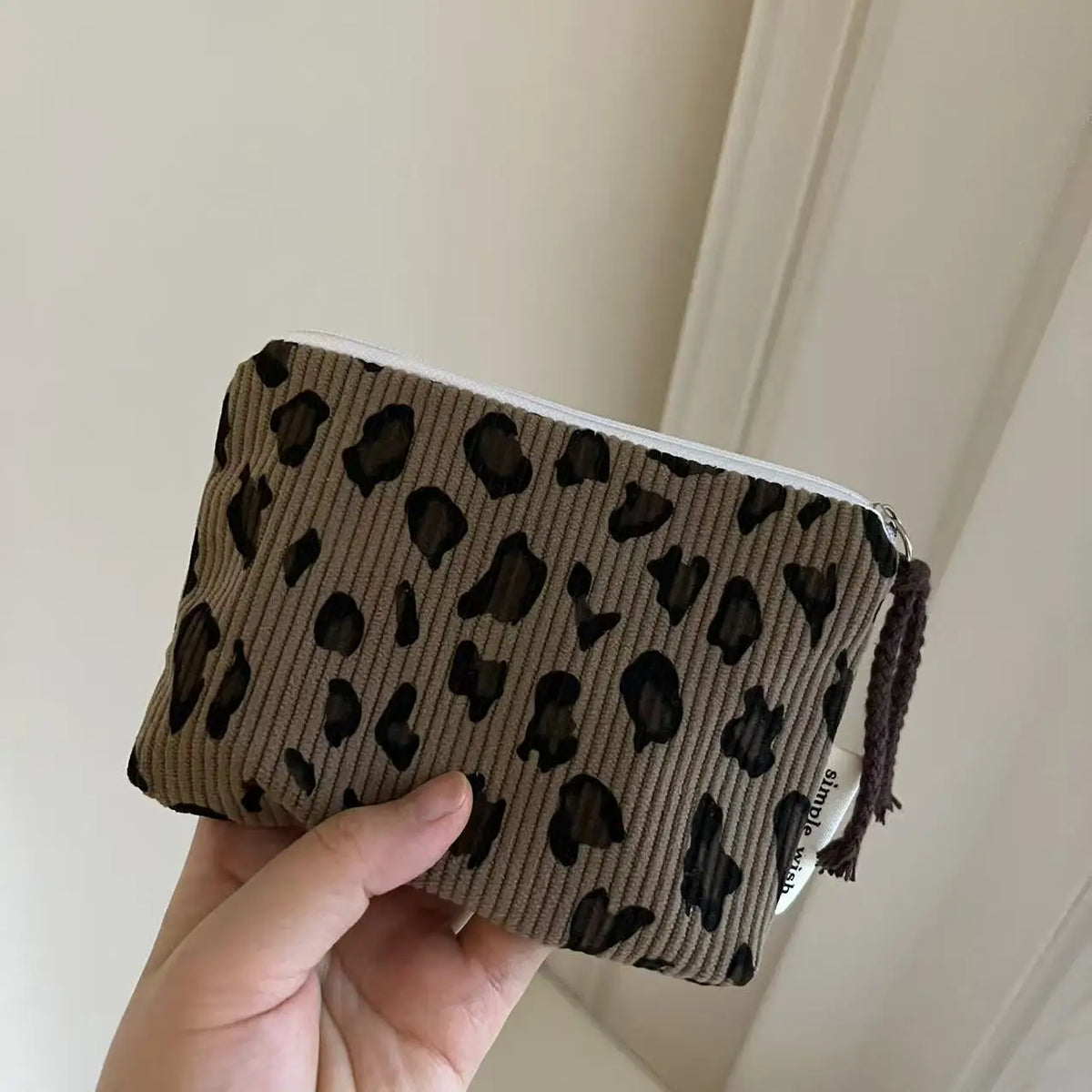 Vintage Leopard Print Mini Corduroy Pouch | Travel Storage Bag Mini Storage Pouch Babs