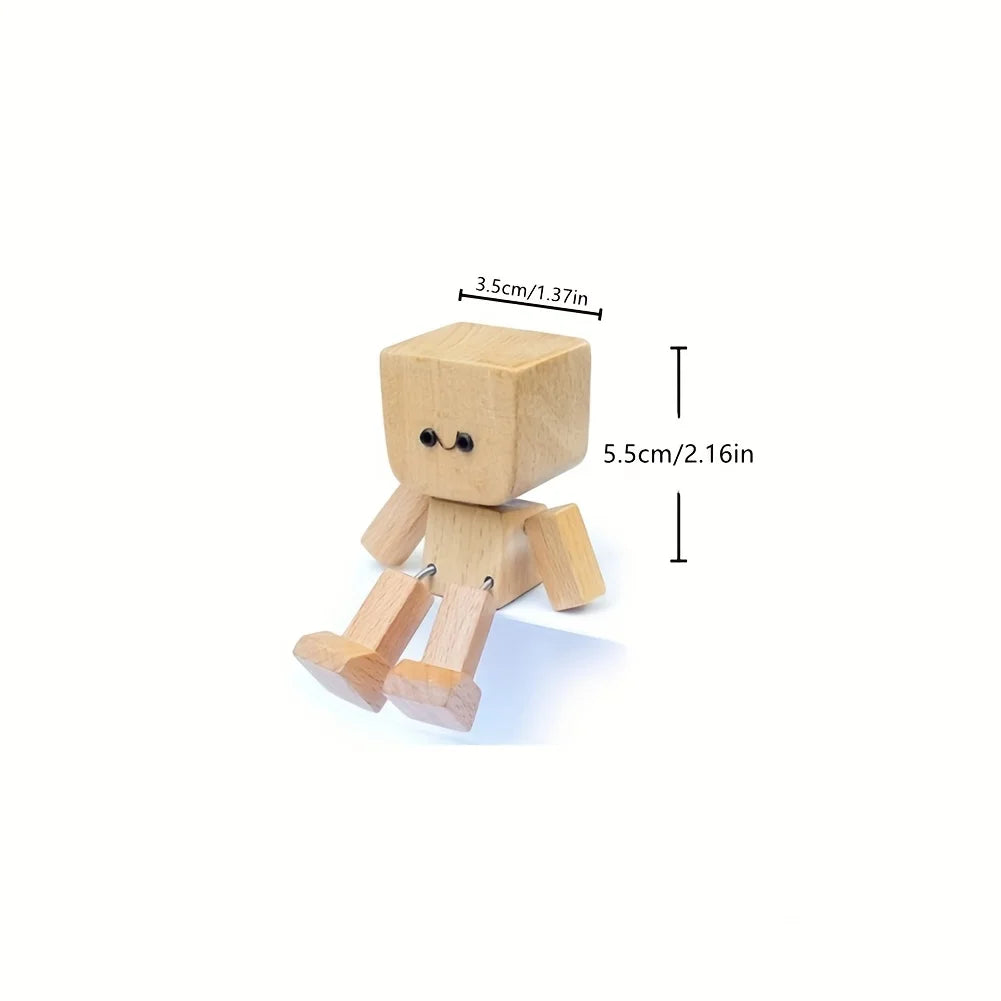 Shake Wooden Man Figurine – Desktop, Car & Bookshelf Decor Gift Wooden Decorative Figurine Babs