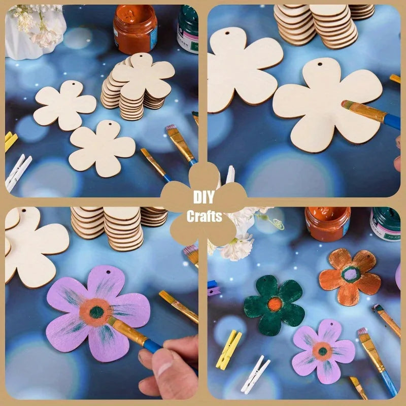 Wooden Flower Shape Set – DIY Crafts, Coasters & Holiday Decor Wood Craft Kit Babs