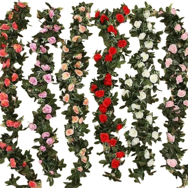 Artificial Rose Vine Garland 220cm – Silk Flower Wall Décor Artificial Flower Garland Babs