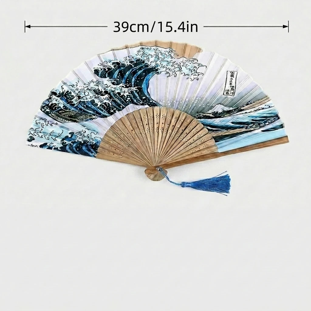 Handheld Folding Fan Ancient Style with Tassel – Photo Prop Folding Decorative Fan Babs