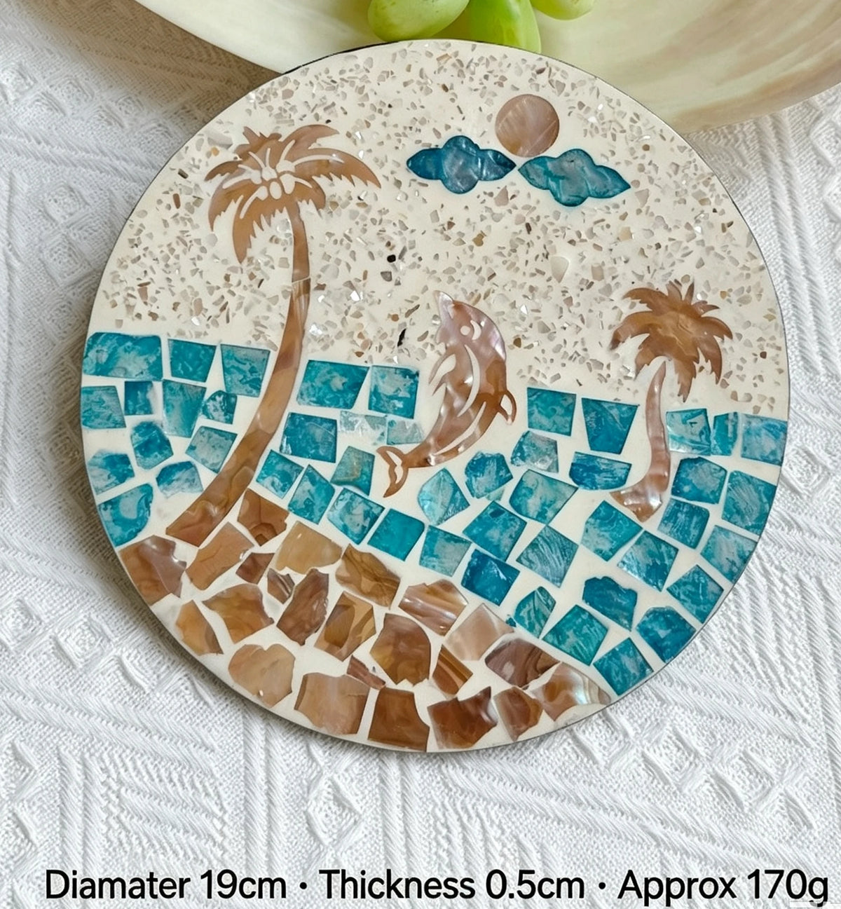 Round Shell Mosaic Heat-Resistant Table Mat & Coaster Decorative Table Mat Babs B