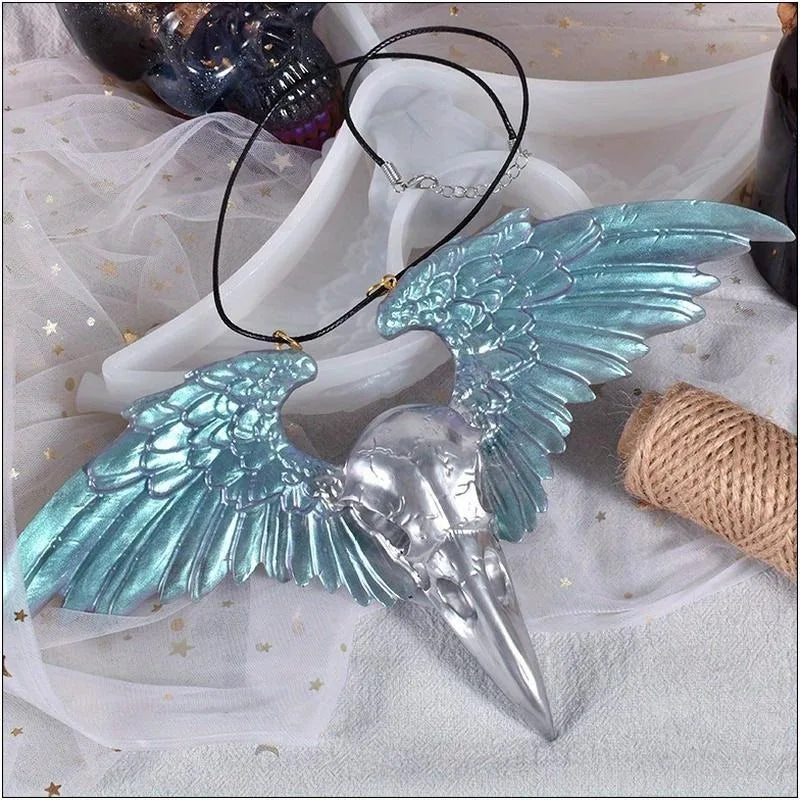 DIY Crow Skull Gothic Silicone Epoxy Resin Mold – Eagle Wings Silicone Resin Mold Babs