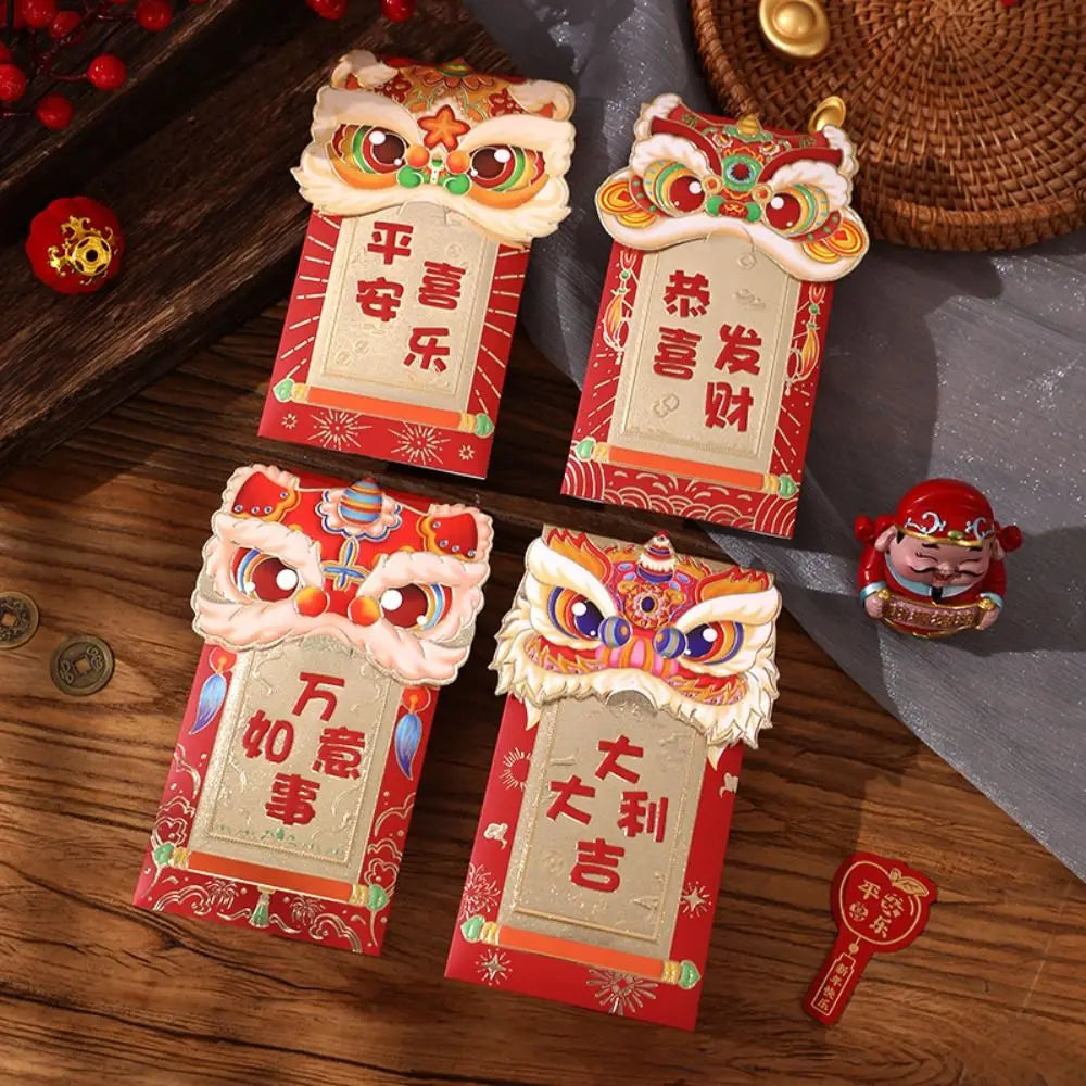 Lucky Dragon Red Envelopes 4pcs – New Year & Wedding Gift Red Gift Envelopes Babs A