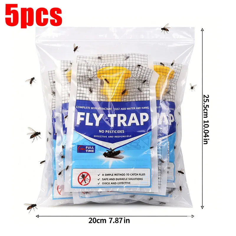Outdoor Hanging Fly Trap Bag – High Capacity Disposable Catcher Fly Trap Bag Babs Bag-5pcs