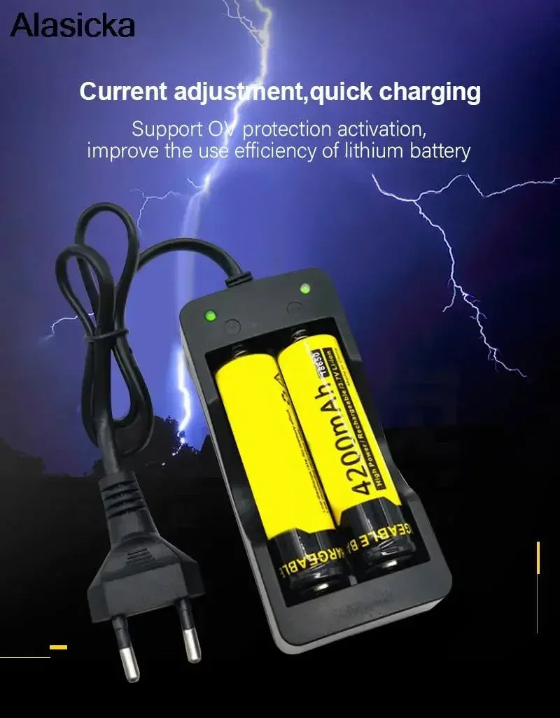 Alasicka 18650 Dual Slot Smart Li-ion Battery Charger + Cable Battery Charger Babs