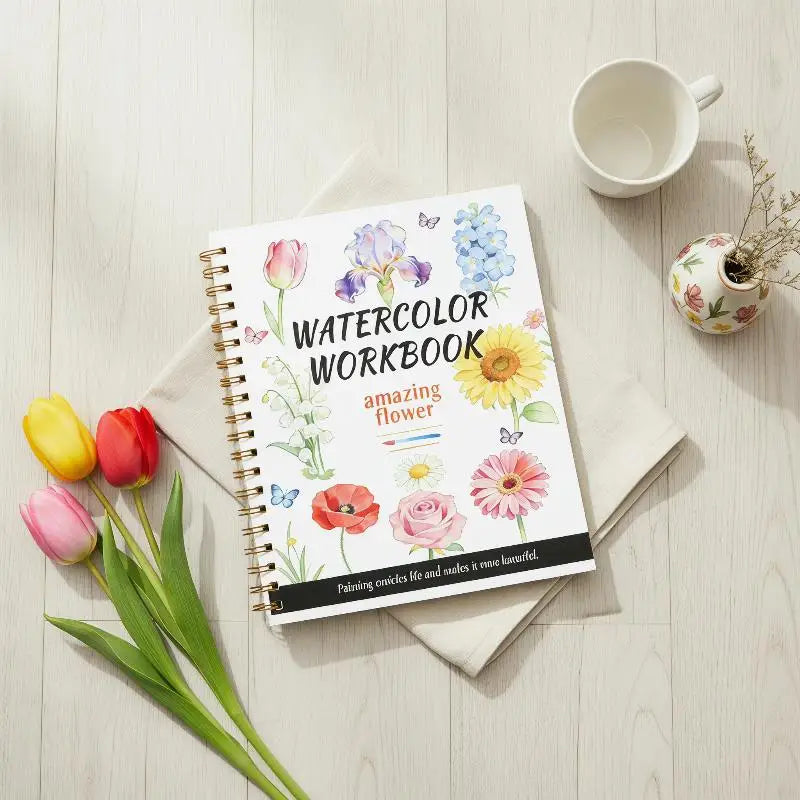 Spiral Bound Watercolor Flower Workbook – Thick Cotton Paper Watercolor Sketchbook Babs