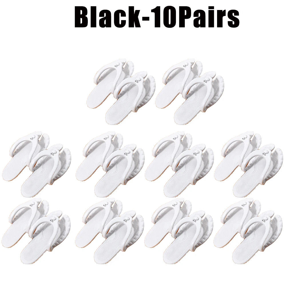 Foldable Travel Slippers Unisex Lightweight Anti-Slip Sandals Foldable Travel Slippers Babs White-10Pairs 42-43