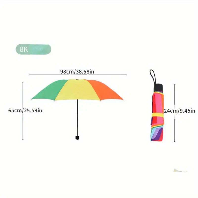 Fashion Rainbow Folding Umbrella – Wind Resistant & Compact Folding Umbrella Babs