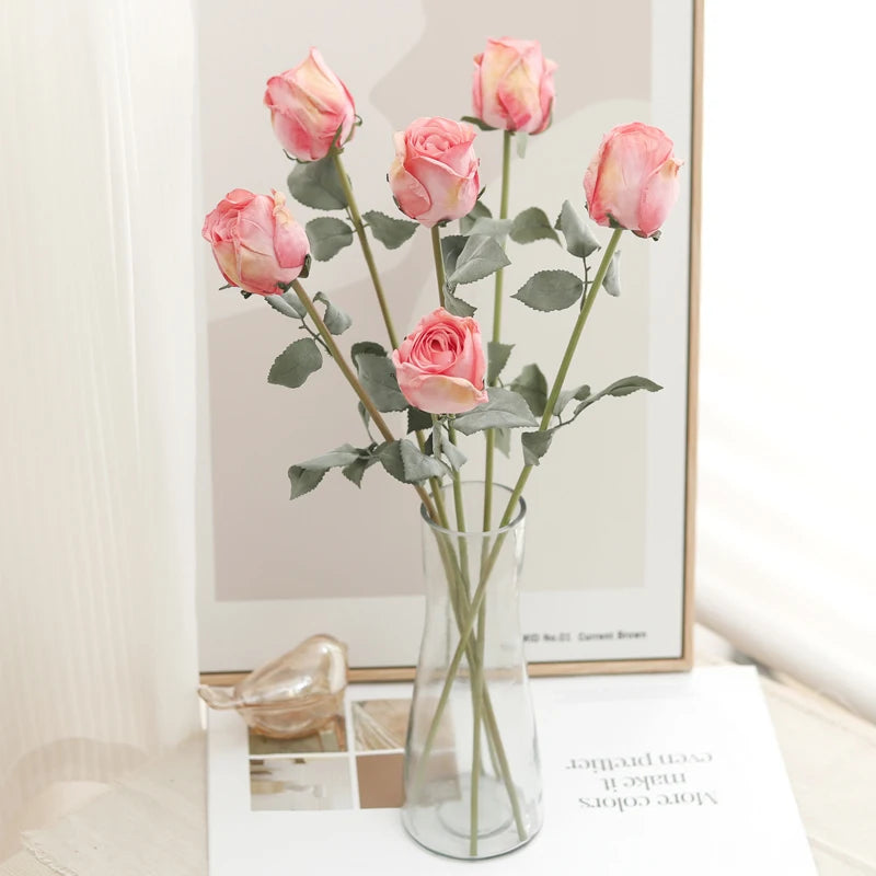 67cm Silk Burnt Edge Rose Branch – Autumn Artificial Flower Artificial Flower Branch Babs