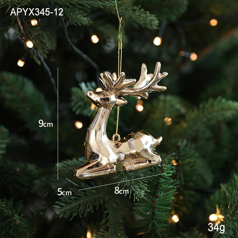 Christmas Gold Ornaments – Elk Angel Snowflake Xmas Tree Pendants Christmas Tree Ornaments Babs C
