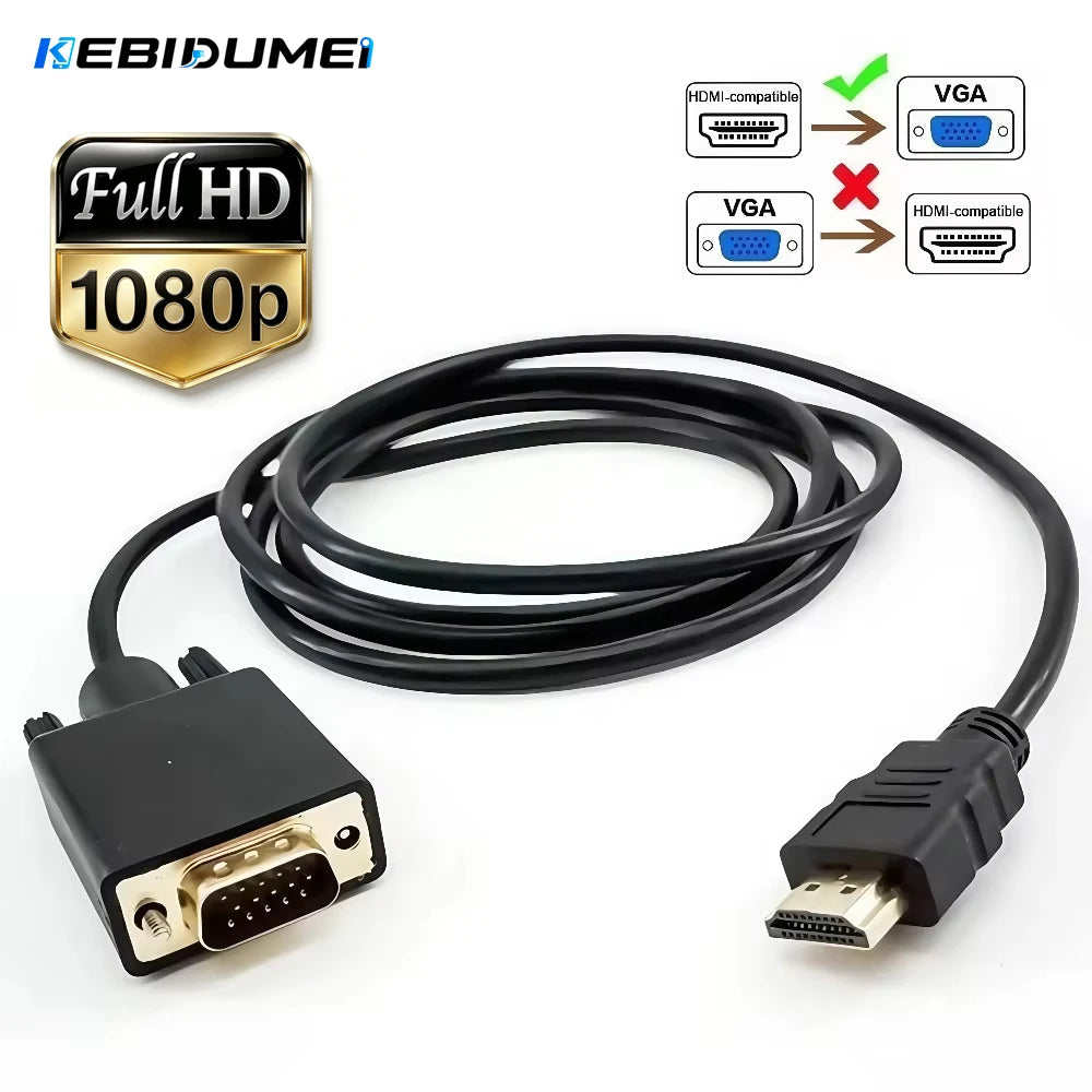 HDMI to VGA Cable Adapter 1080P 60Hz – Digital to Analog HDMI to VGA Cable Babs