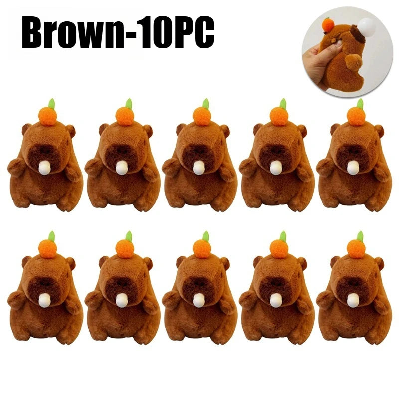 Plush Capybara Keychain Pendant – Cute Persimmon Bubble Doll Plush Keychain Pendant Babs 10PCS