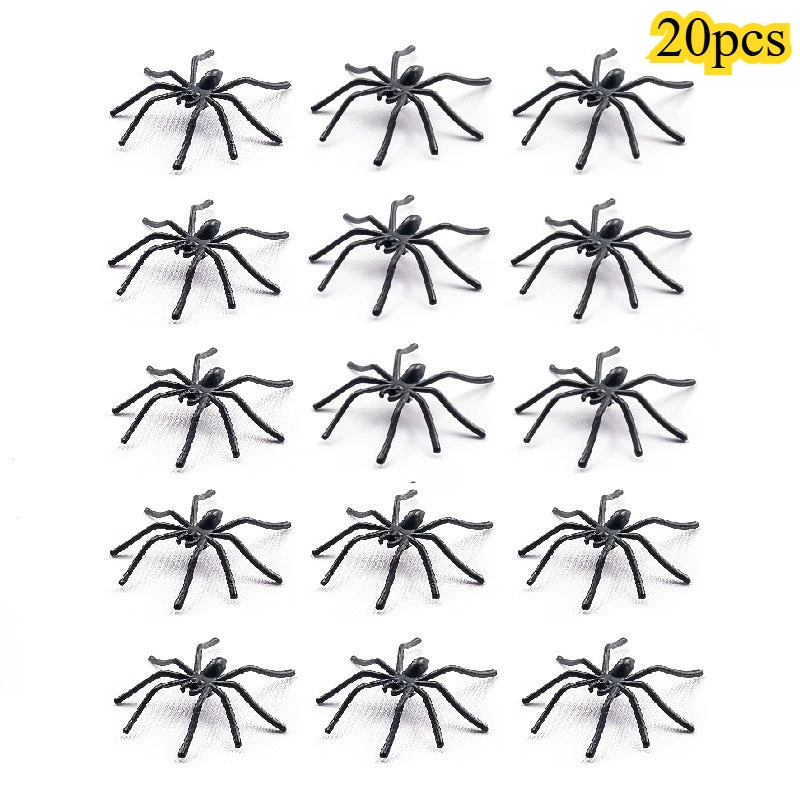 20 Fake Plastic Spiders Black & Orange Halloween Prank Decor Halloween Prank Props Babs black