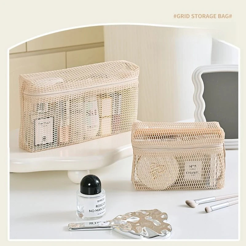 3D Grid Mesh Travel Organizer Pouch – Transparent Storage Bag Travel Organizer Pouch Babs