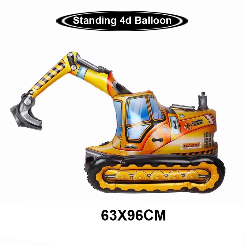 Construction Party Balloons – Excavator Dump Truck Boys Decor Party Balloons Babs Dark Khaki As pictures show