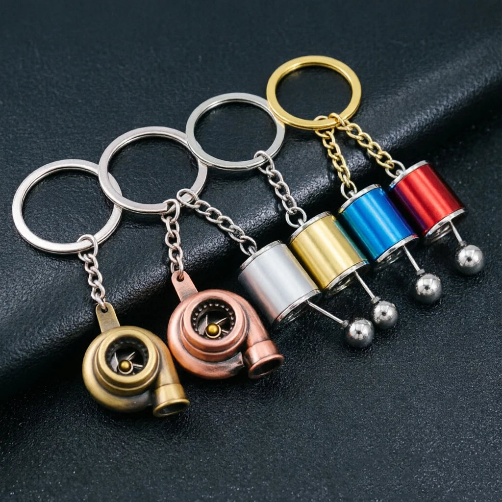 Mini Turbo Turbocharger Spinning Keychain – Car Key Ring Gift Turbo Keychain Babs