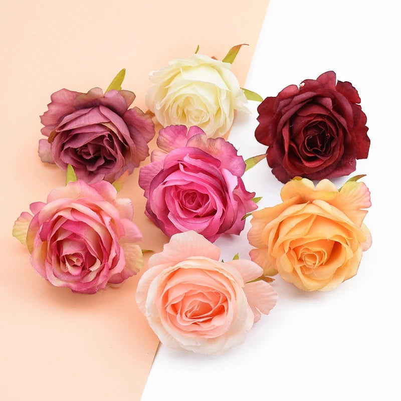 10Pcs Silk Rose Heads – Wedding, Home & DIY Craft Décor Artificial Silk Flowers Babs