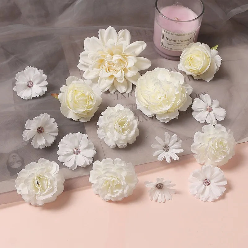 White Artificial Rose Flower Heads – Wedding & Home Decor Artificial Flower Heads Babs