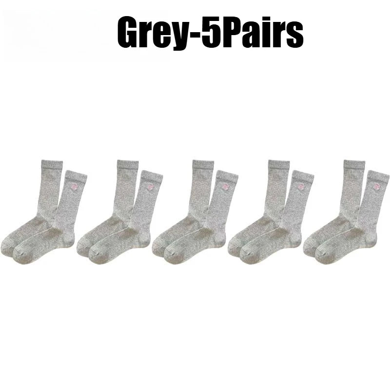 Girls Lace Bow Ruffle Socks – Breathable Knit Mid-Calf Lace Ruffle Socks Babs Grey-5Pairs One Size