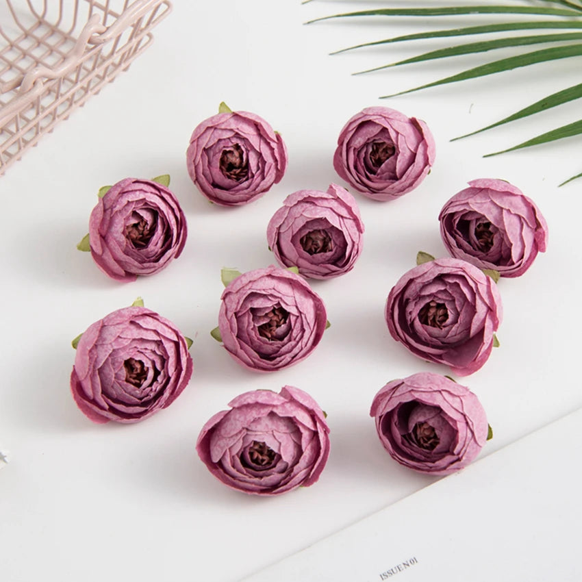 Silk Tea Rose Buds Artificial Flowers 10/20Pcs – DIY Decor Artificial Flowers Babs plum 10 PCS