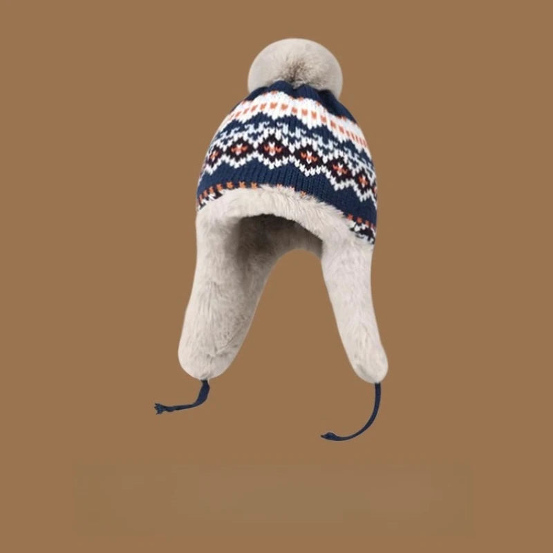 Women's Winter Knit Fleece Beanie with Ear Protection Winter Knit Hat Babs