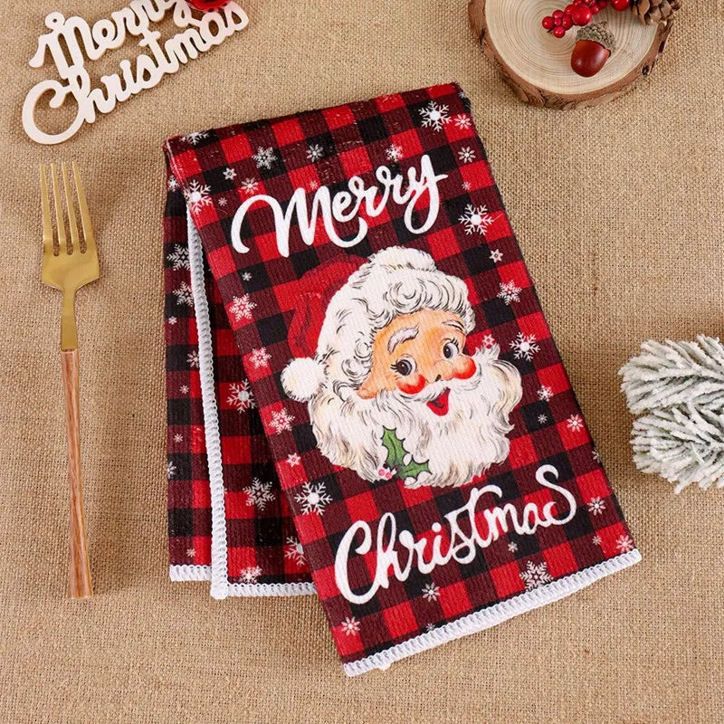 2pcs Christmas Kitchen Dish Towels – Santa Claus Holiday Gift Set Christmas Kitchen Towels Babs