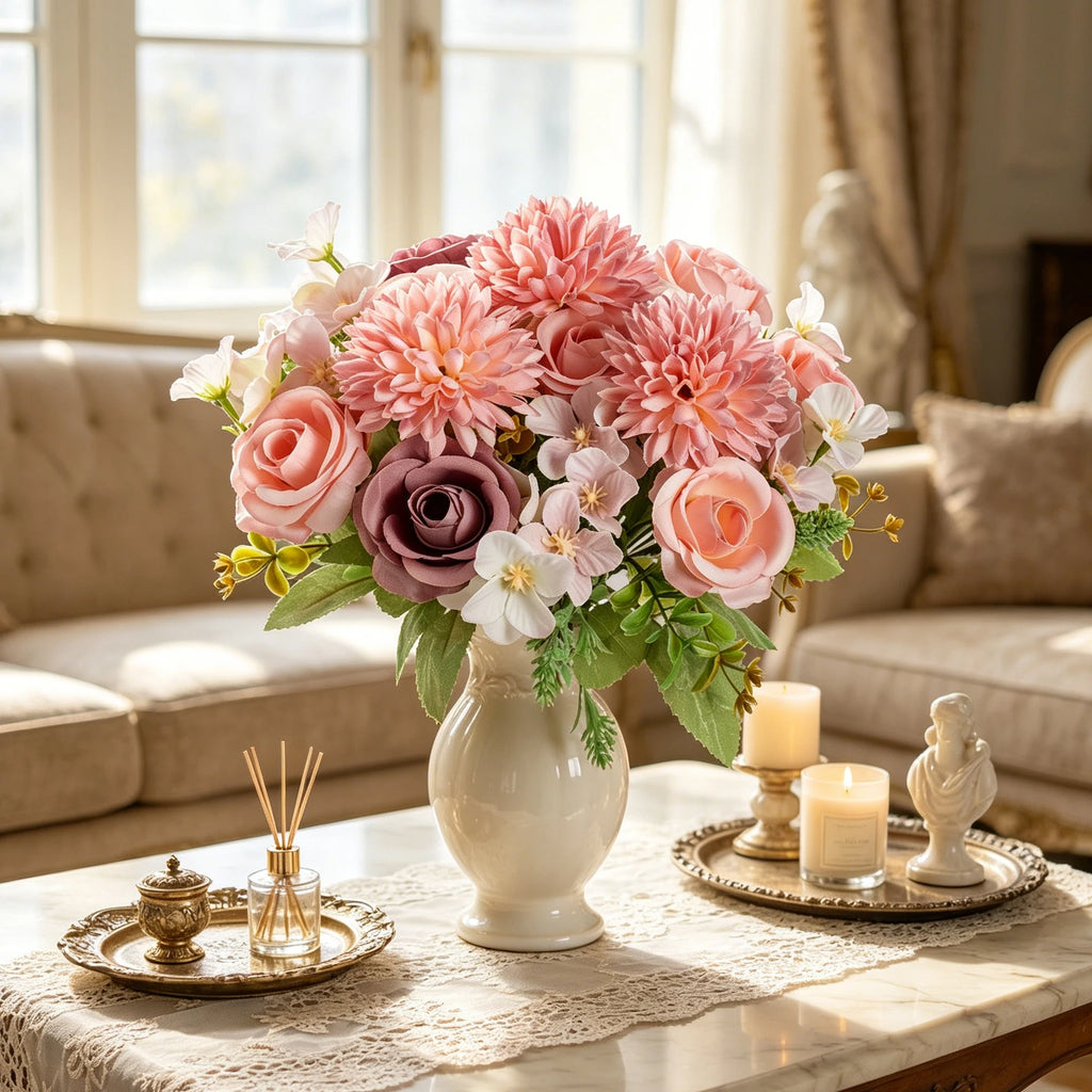 Artificial Silk Hydrangea Rose Bouquet | Wedding & Home Décor Artificial Flower Bouquet Babs