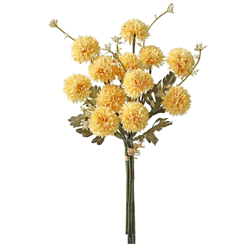 Artificial Silk Chrysanthemum Flowers – Wedding & Home Décor Artificial Silk Flowers Babs YELLOW 3 pcs