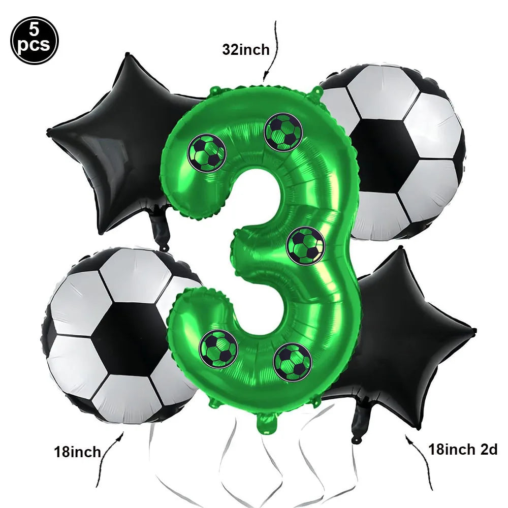 Boy's 8th Birthday Soccer Foil Balloons Party Set