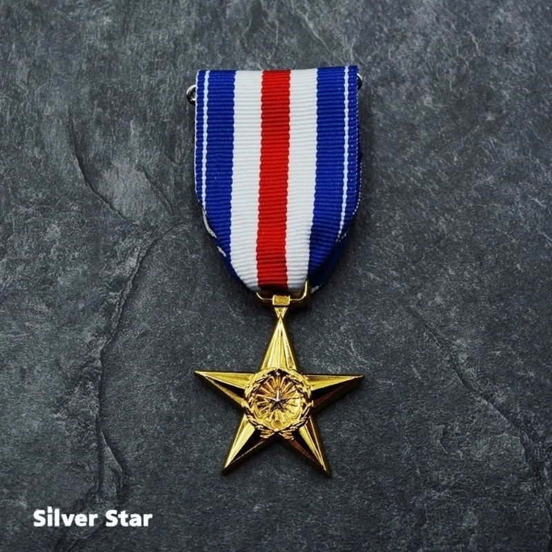 Star Medal Badge Props – Bronze & Silver Alloy Collection Costume Medal Badge Babs