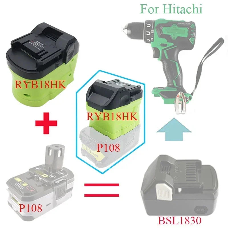 RYB18HK Ryobi 18V to Hitachi Battery Converter Adapter Battery Adapter Babs