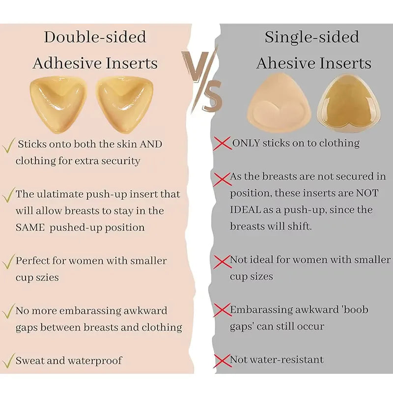 Sticky Bra Pads Inserts – Reusable Adhesive Push Up Enhancers Bra Inserts & Pads Babs