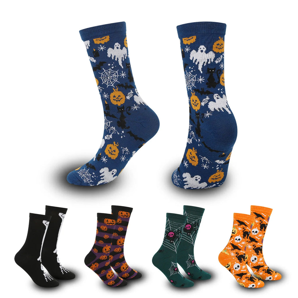 Halloween Novelty Long Socks – Harajuku Bone & Spider Web Novelty Long Socks Babs