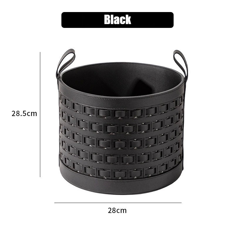 Leather Laundry Basket – Large Portable Home Storage Bin Laundry Storage Basket Babs Small Black