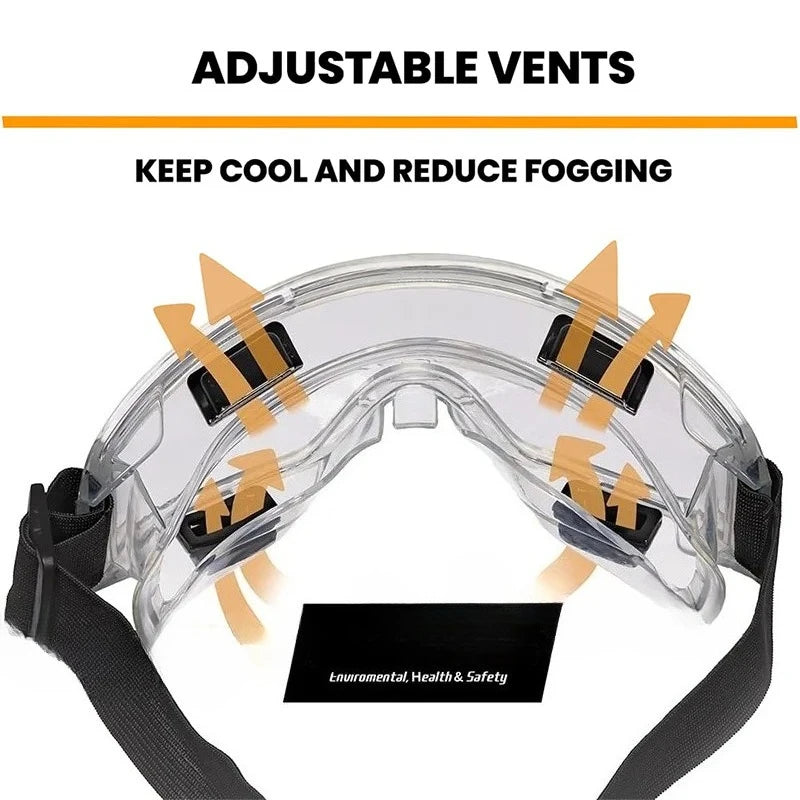 Anti-Fog Safety Goggles | Clear Protective Eyewear, Elastic Strap Safety Goggles Babs