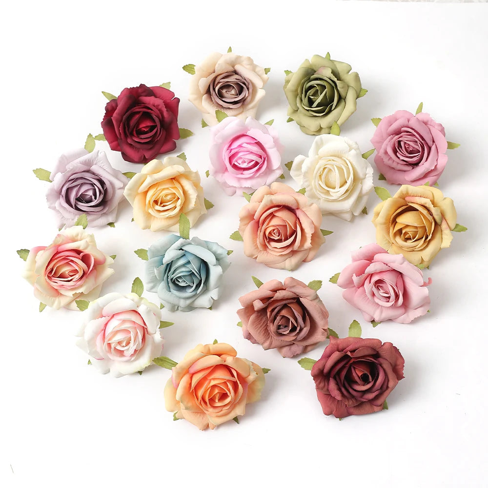 Silk Rose Artificial Flower Heads 7cm – Wedding & Home Décor Artificial Silk Flowers Babs MiX 10Pcs