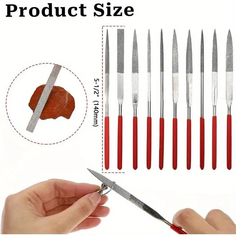 10-Piece Diamond Needle File Set – Mini Files for Metal & Stone Diamond Needle File Set Babs