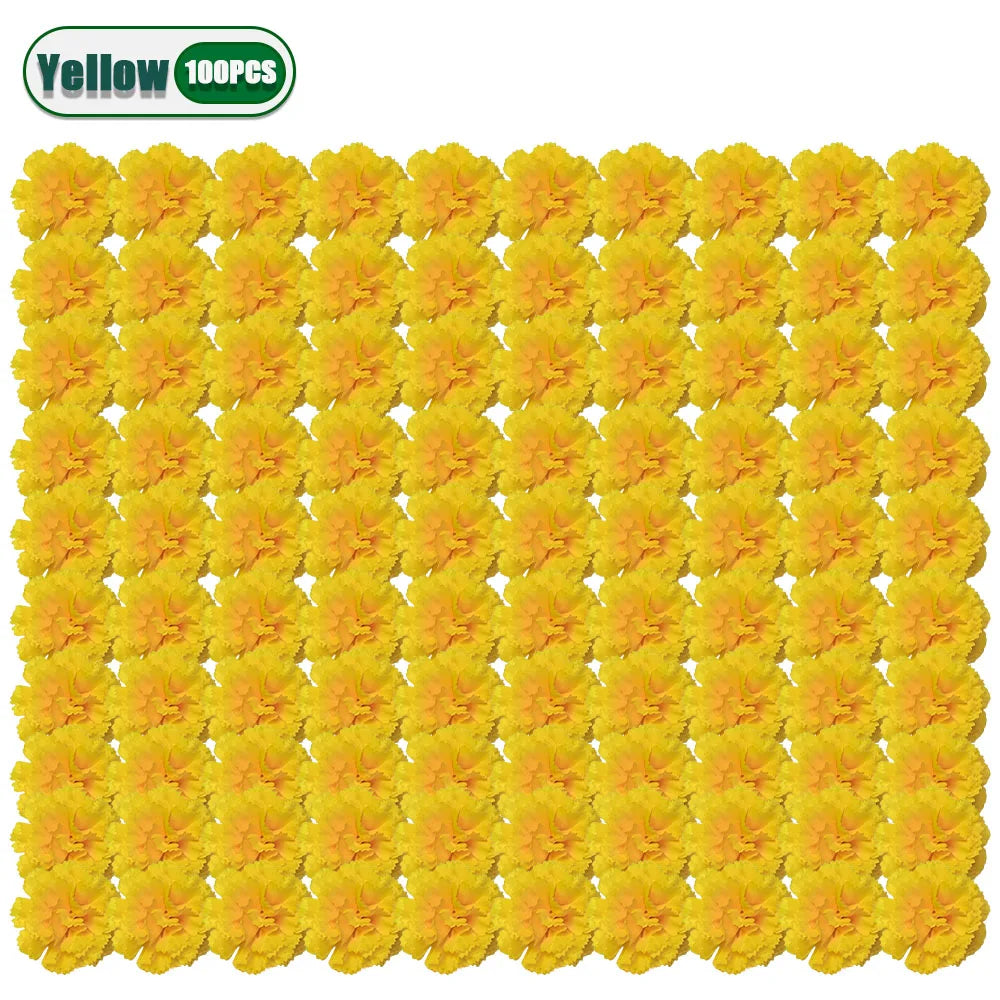 Mexican Marigold Artificial Flowers DIY Garland – Halloween & Diwali Artificial Flower Garland Babs Yellow-100PCS